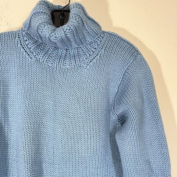 Vintage Gap Sweater Womens L Blue Pullover Chunky Knit Turtleneck Wool Blend - Picture 2 of 6